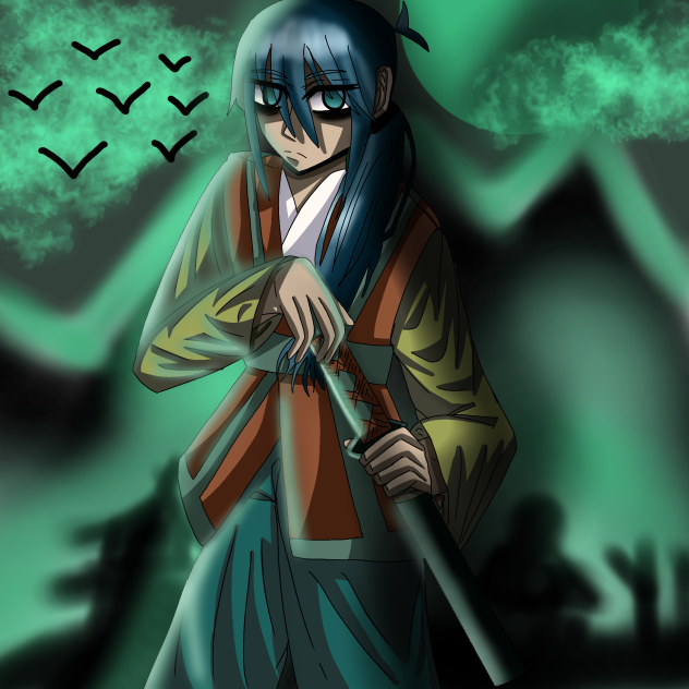 Teal Japanese Samurai