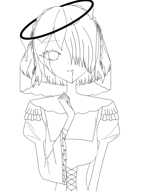 月の堕天使(線画)