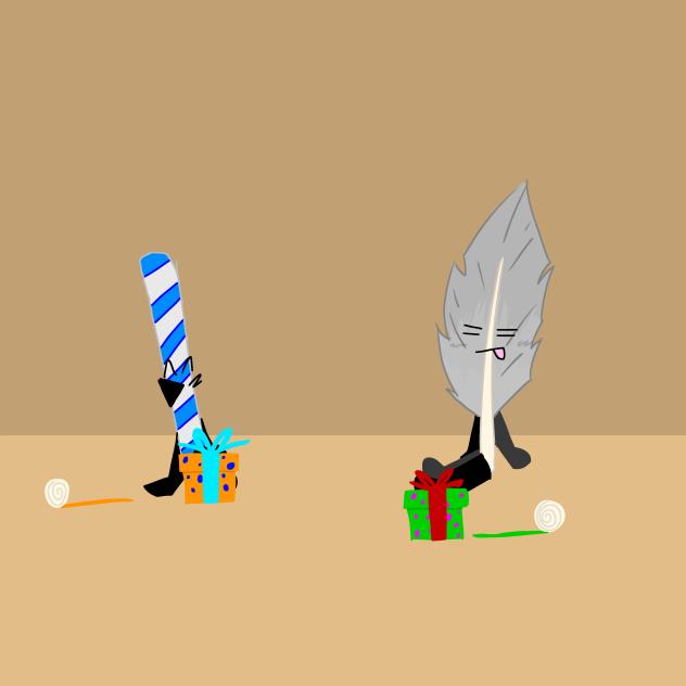 Feather doesn't like wrapping presents