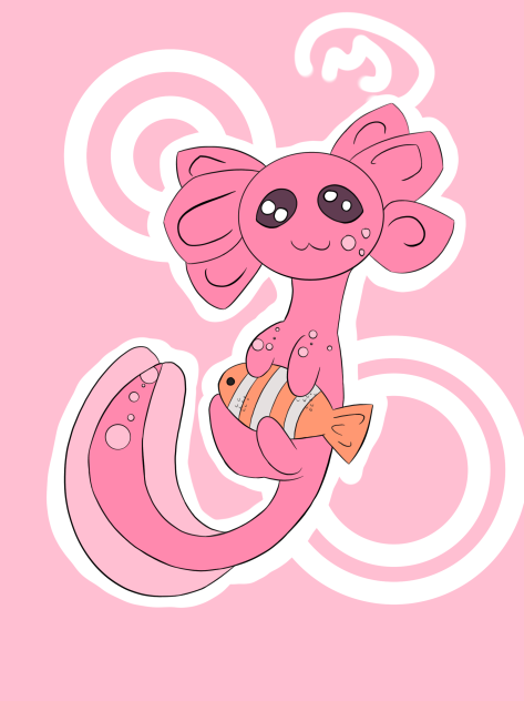 Another axolotl gorl, with tropical fish