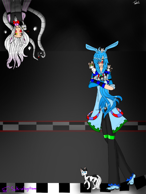 toy Bonnie holding kittens ((+ mangle))