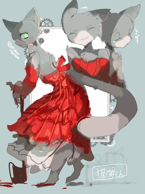 キャラデザ　猫婦人