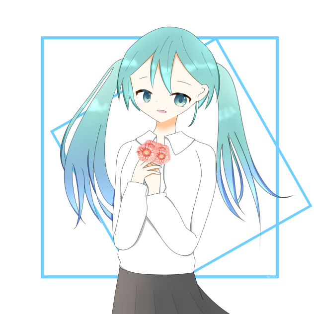 お花とミク