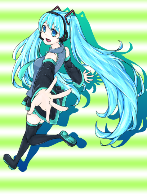 ミクさん線画 塗らせていただきました