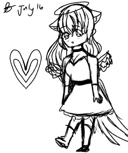 Sketch of an angel with little wings