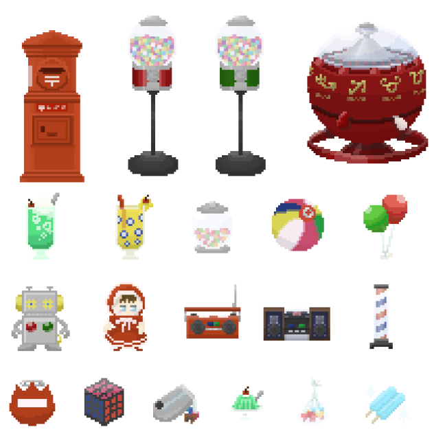 レトロポップ素材(ドット絵)