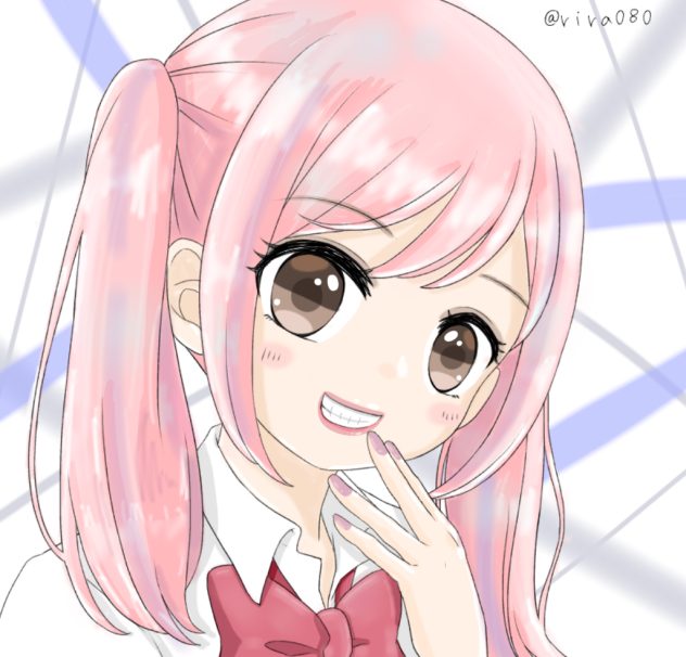 塗り絵 ピンクツインテ制服