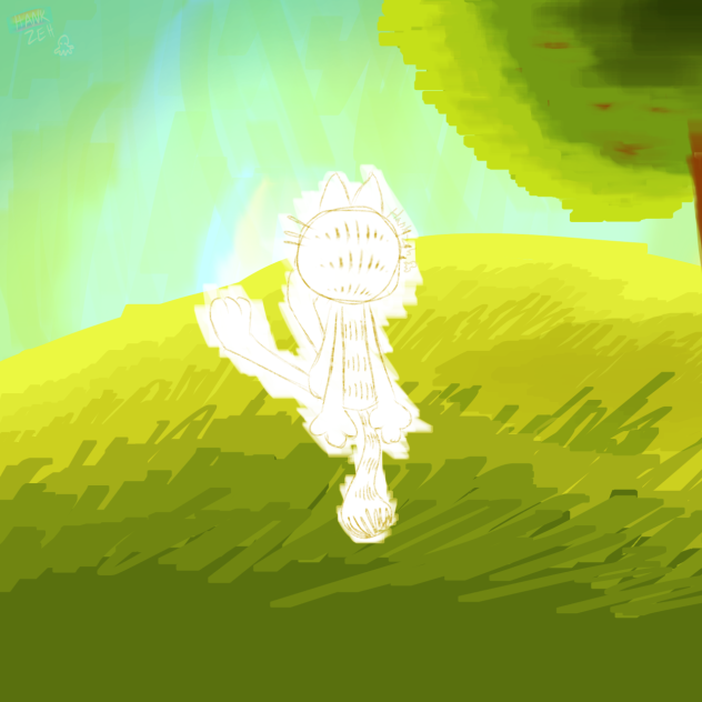 Garfield and the grass
