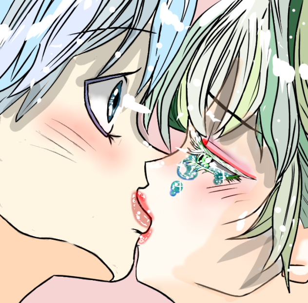 顔と顔が当たった時の絵