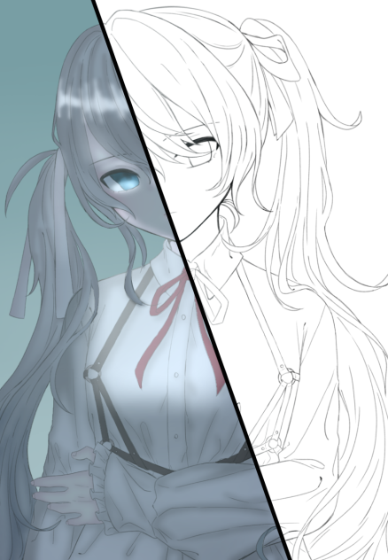 フリー線画塗ってみた！つなげてほしい！！8