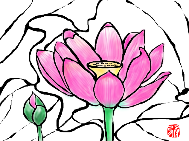 投なわキリ絵ー蓮