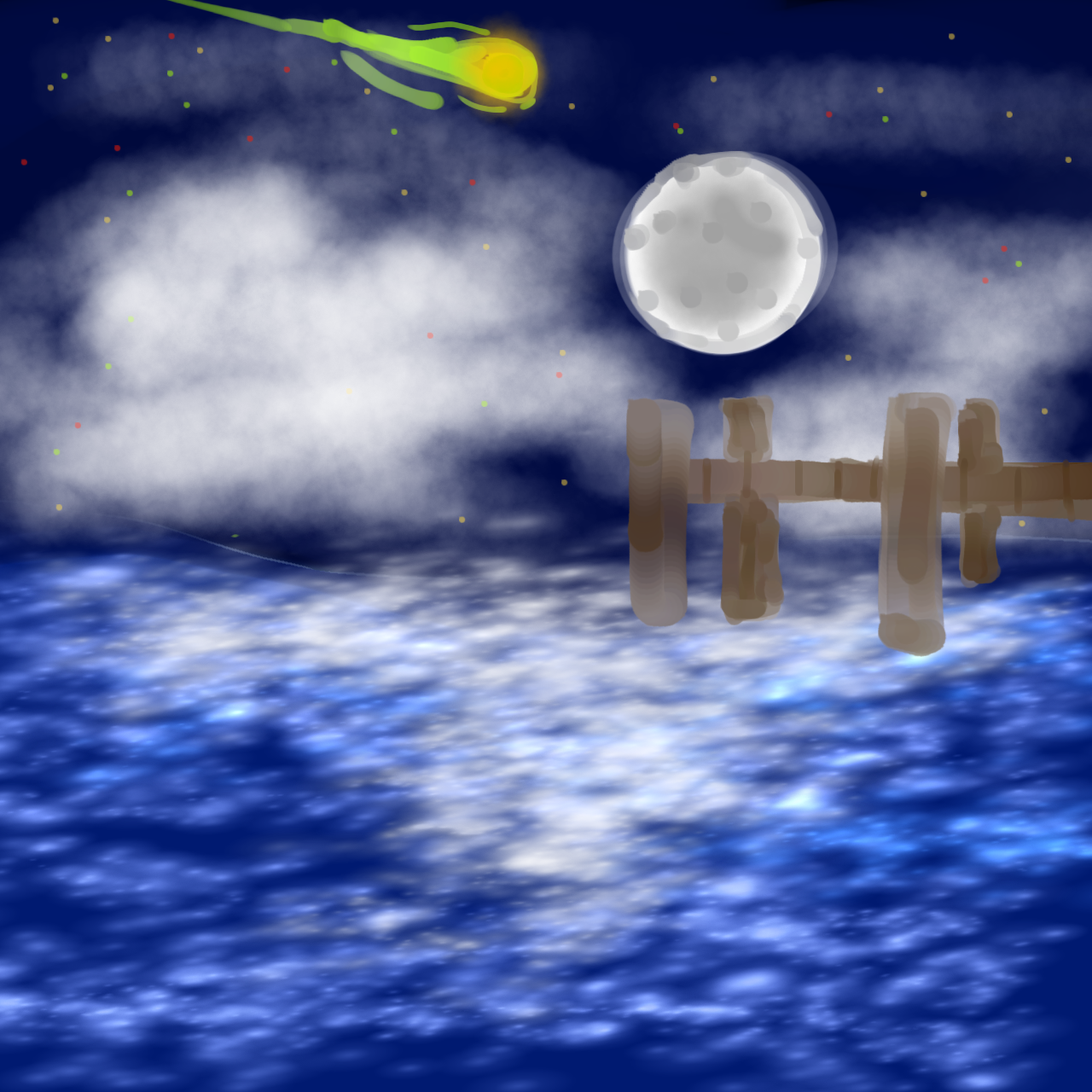 The moonlight shines brightly - ibisPaint