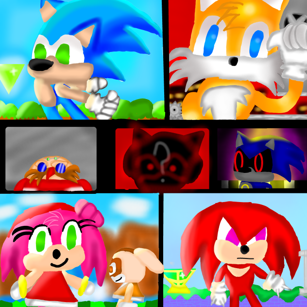 sonic.Tails.knuckles.Amy and cream - ibisPaint