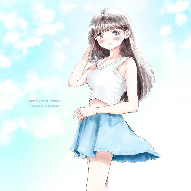 タンクトップの明日ちゃん。