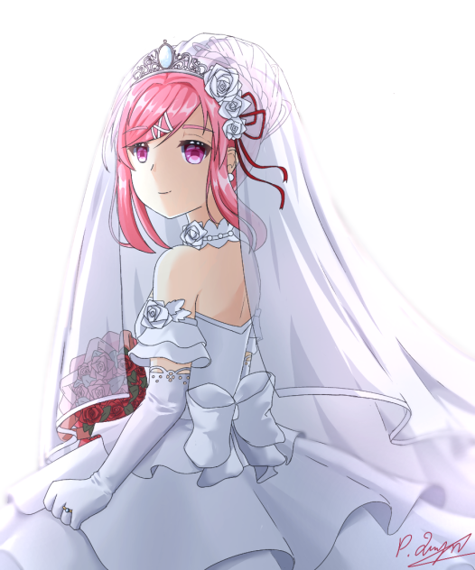 Natsuki in a wedding dress
