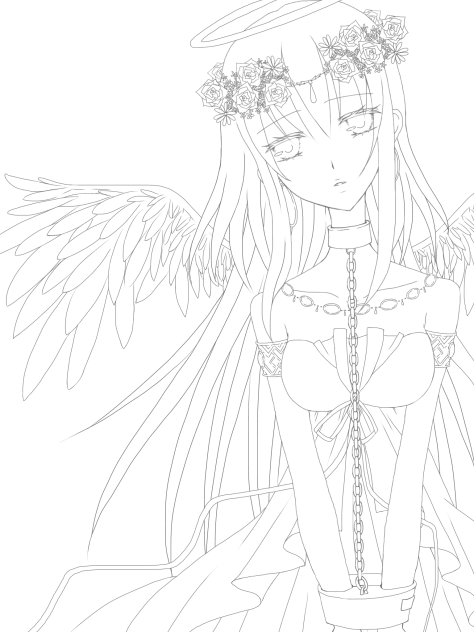 線画。ご自由に塗って下さい(OvO)