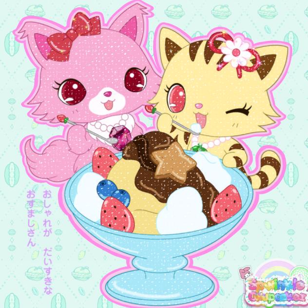 Garnet and Sango eating a sundae