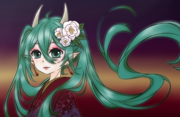 初音ミク(鬼娘)塗りました