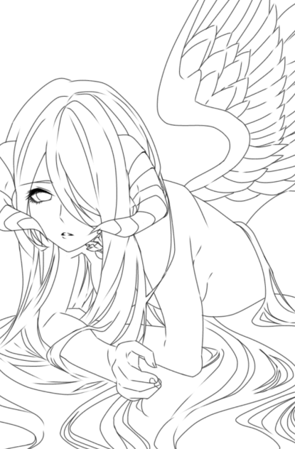 片翼 堕天使 線画