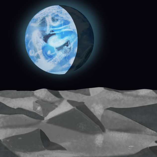 地球が見える月面