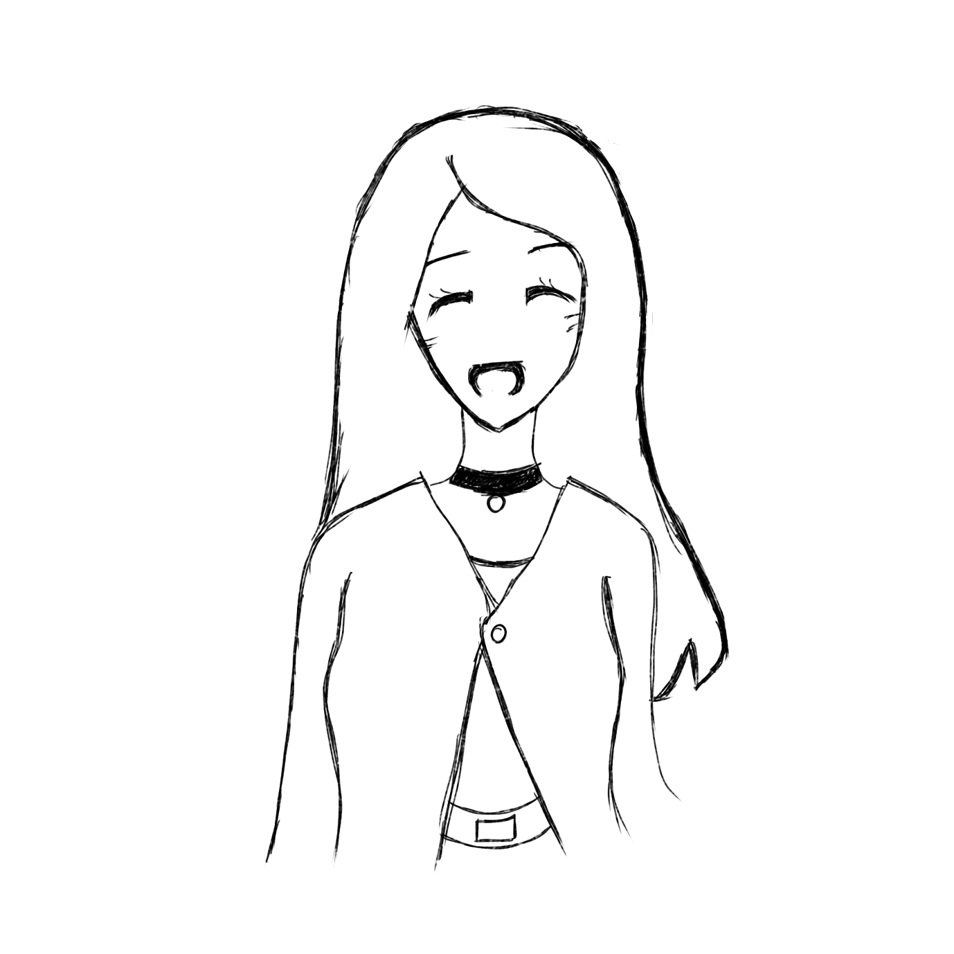 Anime girl (line art) ibisPaint