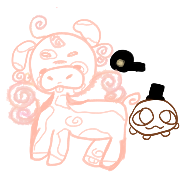 flying pig with a bean
