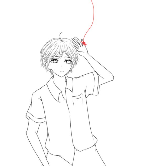 赤い糸(男の子Ver.) 線画