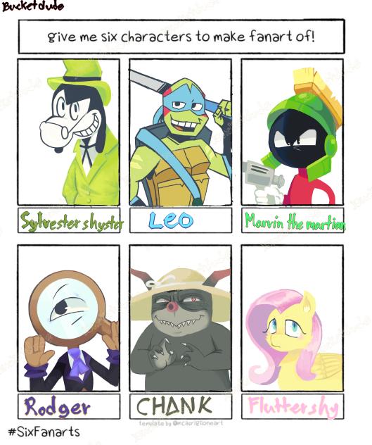 give me six characters to make fanart of