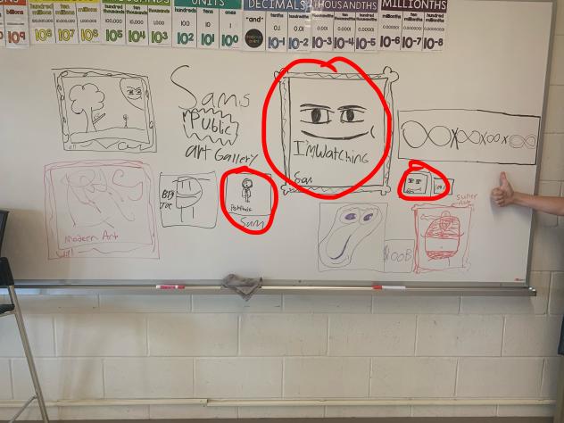 My art gallery on the class whiteboard