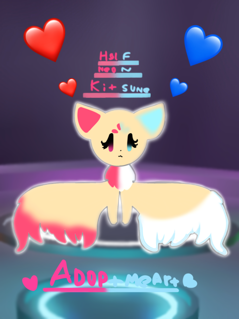 Half Neon Kitsune Adopt me fanart