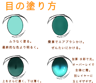 目の描き方です！
