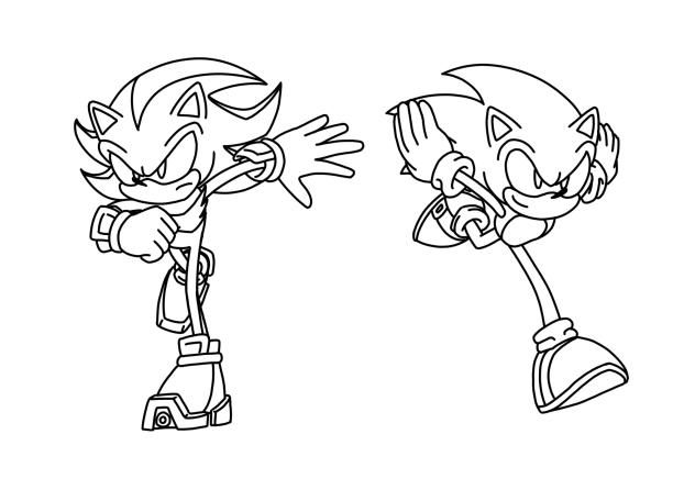 ソニック&シャドウ(線画)