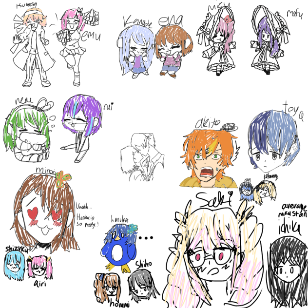 drawing all 20 prsk characters