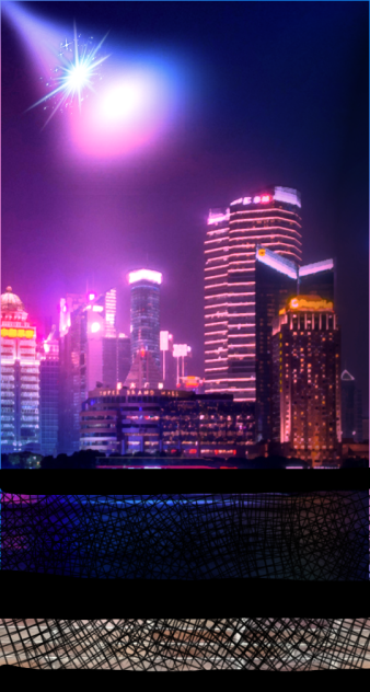 glowing star over city