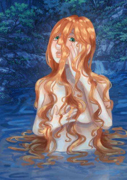 She bathes