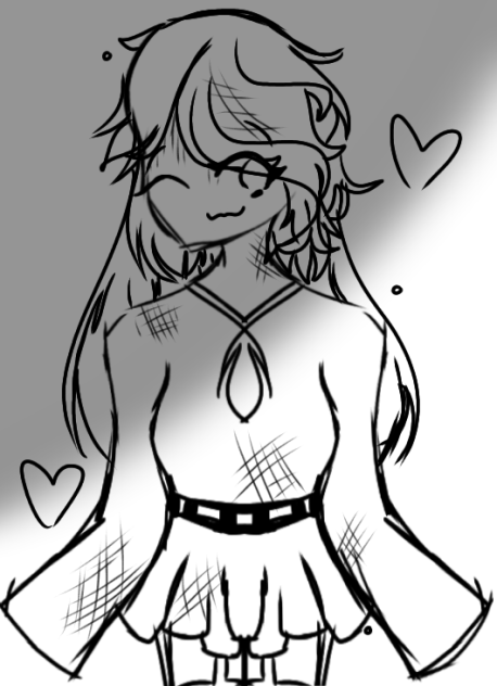 A Girl who is Winking Sketch