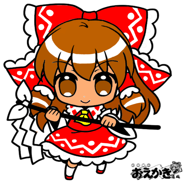 日に焼けた霊夢を色塗りしてみた