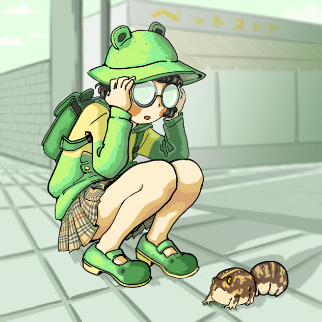 Froggy girl in a froggy world