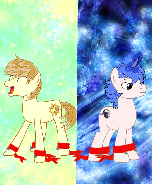 Sun and Moon as ponies