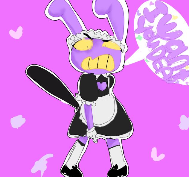 Jax in a maid dress