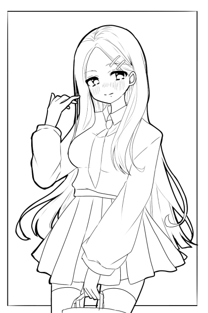 レッドホワイト先輩　線画