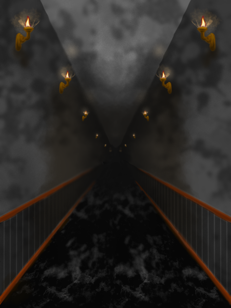 背景 廊下ホラー（蝋燭あり）