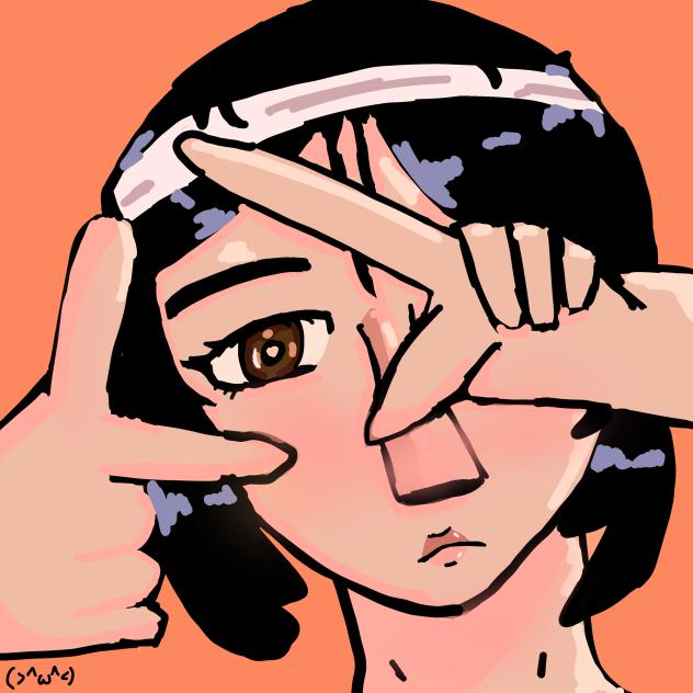 Pose with a random hairstyle and person
