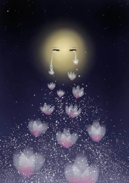 月の涙と大輪の花