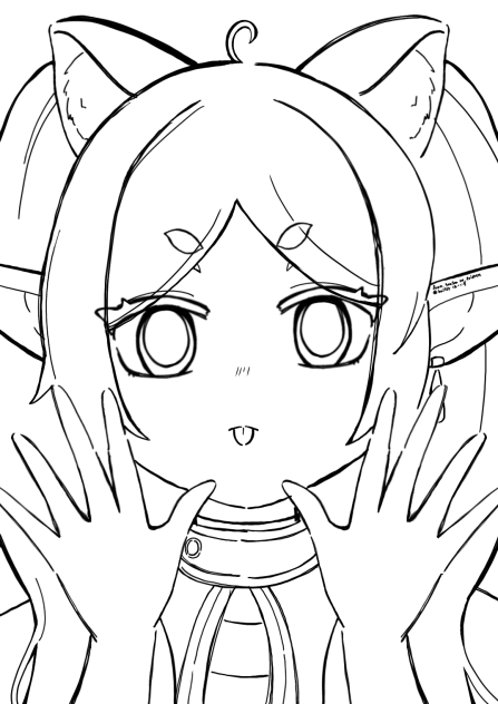 フリーにゃん　線画