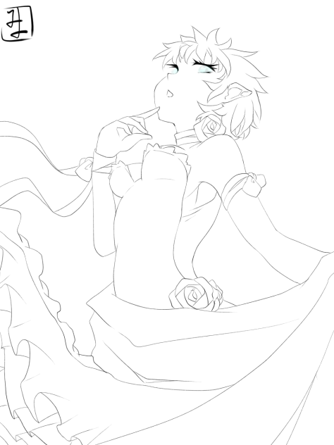 Blue rose line art