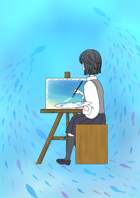 思い描く海を描く
