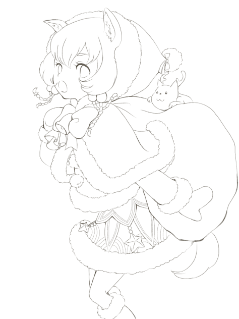 ぬりえ 白猫(コヨミ)