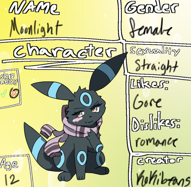 My 3rd Eeveelution OC! Moonlight!