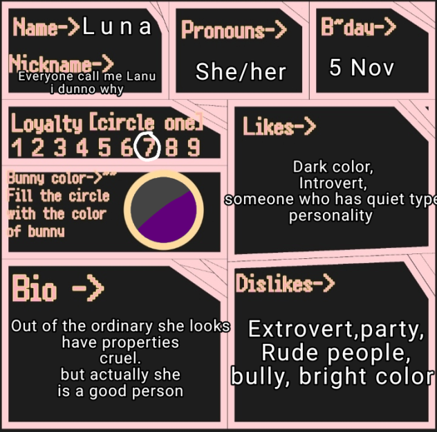 Character sheet🌸